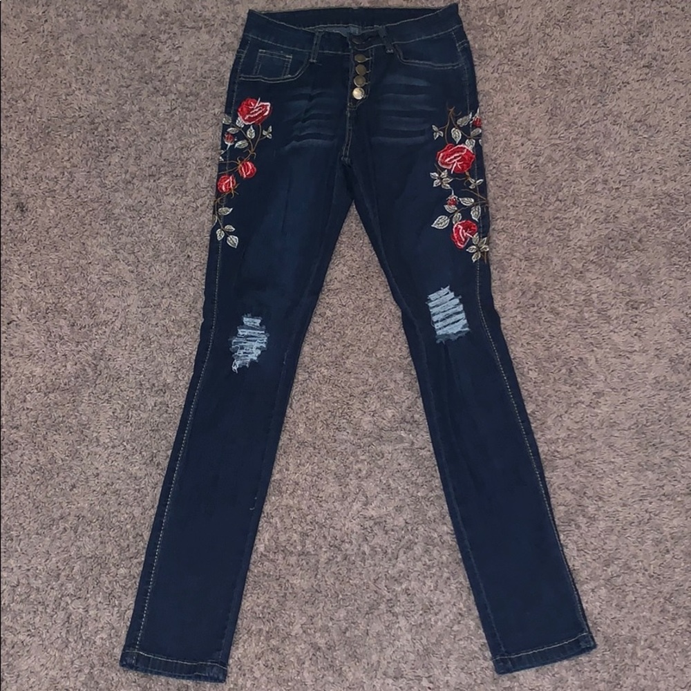 Skinny jeans, high rise